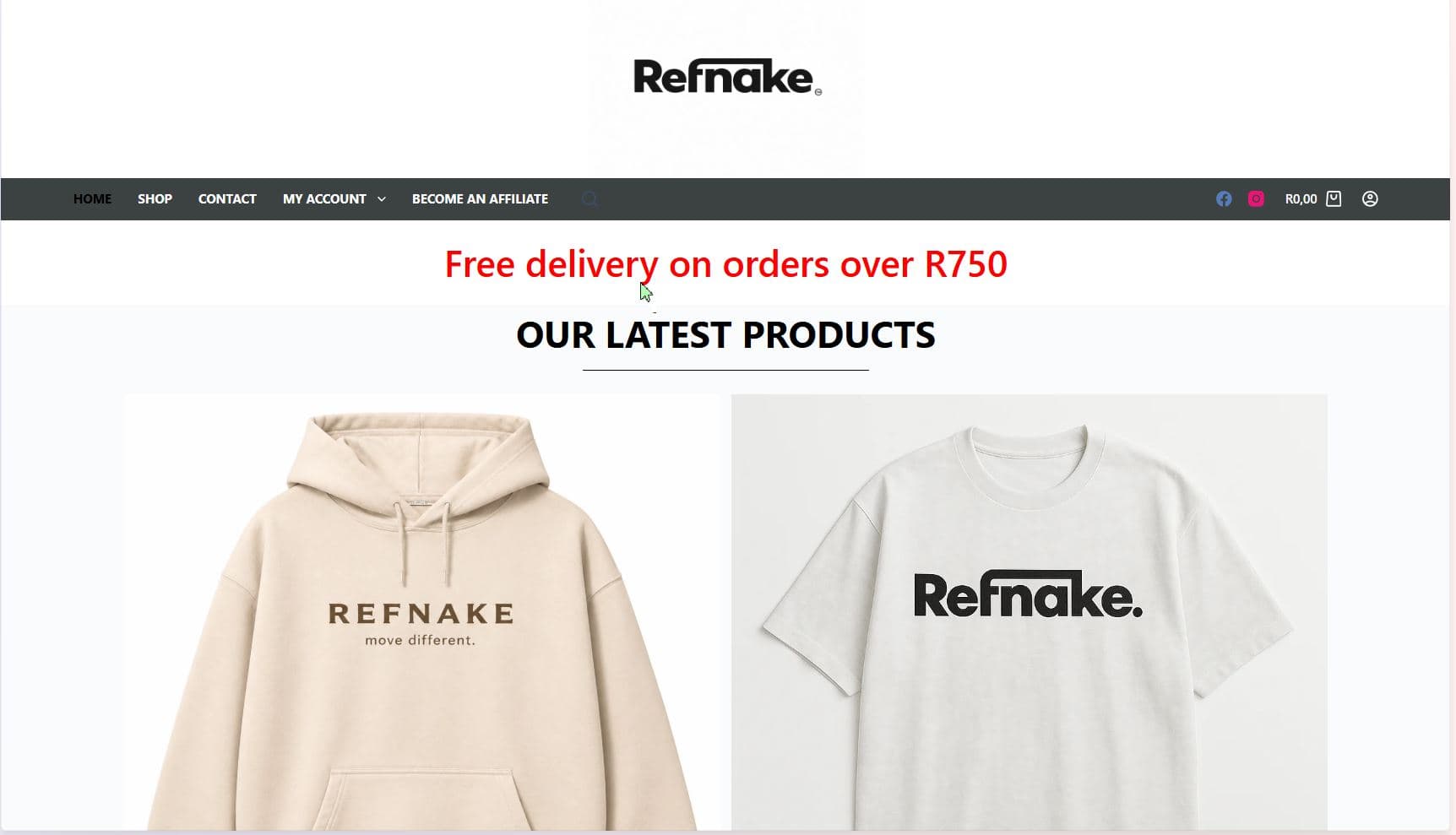 Refnake Clothing website, built by Da Silva Media